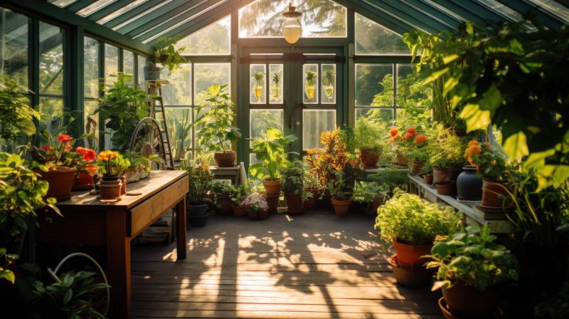 This is an image of a greenhouse with plants.